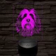 Szakállas collie-fej 7 színű 3D led lámpa