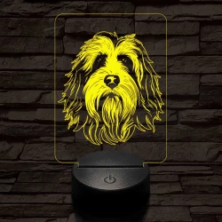 Szakállas collie-fej 7 színű 3D led lámpa