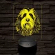 Szakállas collie-fej 7 színű 3D led lámpa