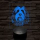 Szakállas collie-fej 7 színű 3D led lámpa