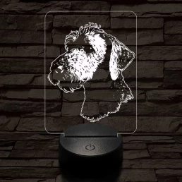 Bedlington terrier-fej 7 színű 3D led lámpa
