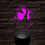 Bedlington terrier-fej 7 színű 3D led lámpa