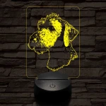 Bedlington terrier-fej 7 színű 3D led lámpa