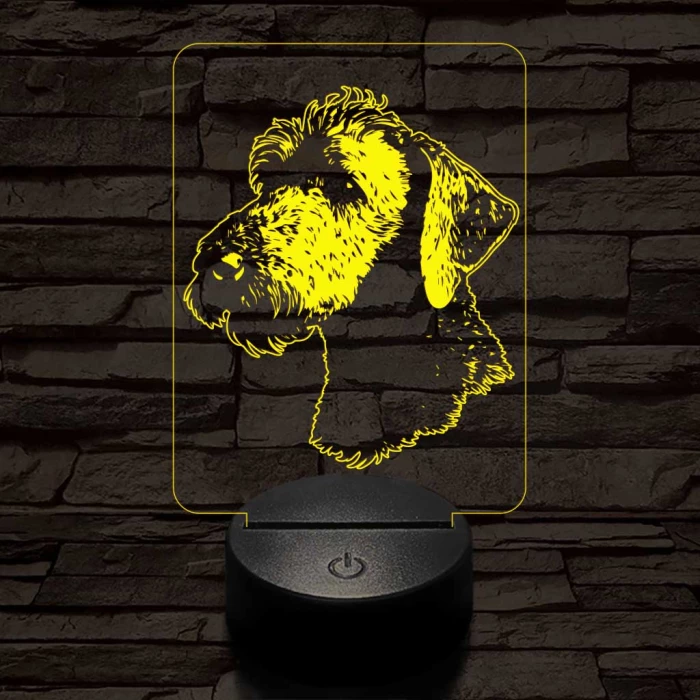 Bedlington terrier-fej 7 színű 3D led lámpa