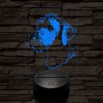 Bedlington terrier-fej 7 színű 3D led lámpa