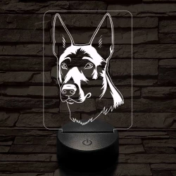Belga juhászkutya-fej 7 színű 3D led lámpa