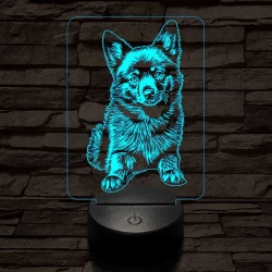 Schipperke kutya-fej 7 színű 3D led lámpa