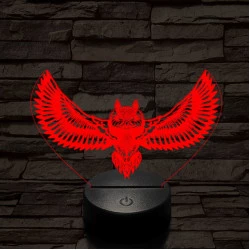 Bagoly repül 7 színű 3D led lámpa