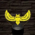 Bagoly repül 7 színű 3D led lámpa
