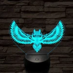 Bagoly repül 7 színű 3D led lámpa