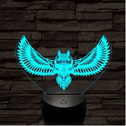 Bagoly repül 7 színű 3D led lámpa