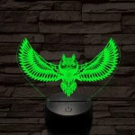 Bagoly repül 7 színű 3D led lámpa