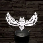 Bagoly repül 7 színű 3D led lámpa