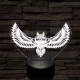 Bagoly repül 7 színű 3D led lámpa