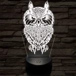 Bagoly vadász 7 színű 3D led lámpa