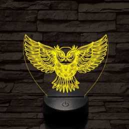 Bagoly szárnyal 7 színű 3D led lámpa