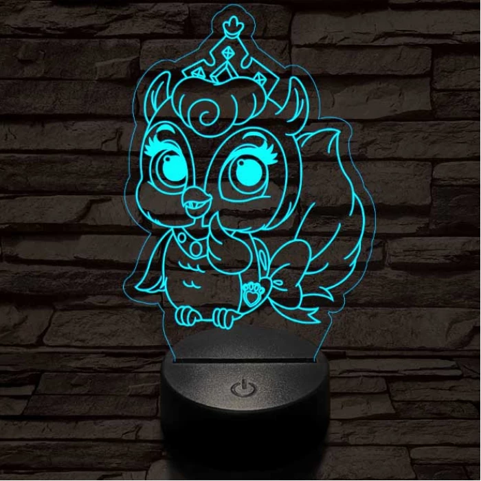 Bagoly bébi 7 színű 3D led lámpa