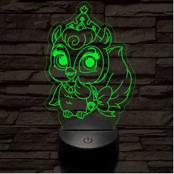 Bagoly bébi 7 színű 3D led lámpa