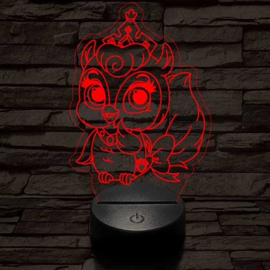 Bagoly bébi 7 színű 3D led lámpa