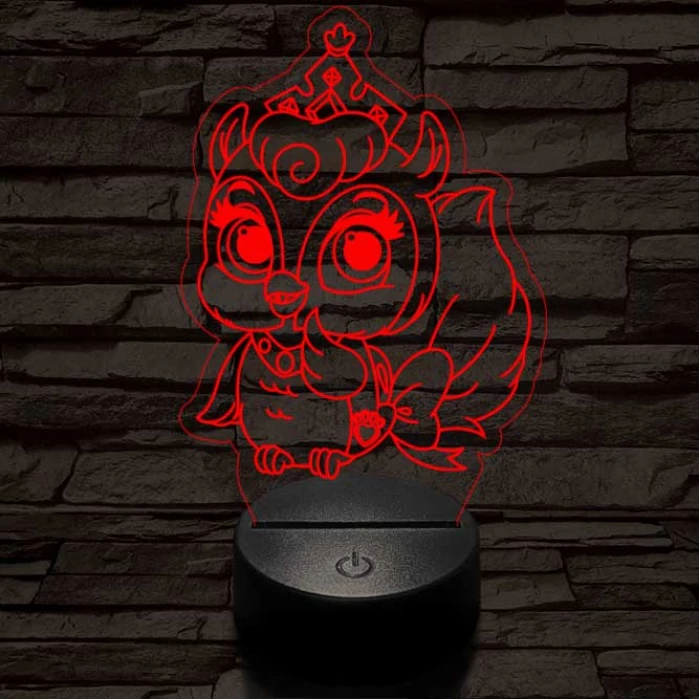 Bagoly bébi 7 színű 3D led lámpa