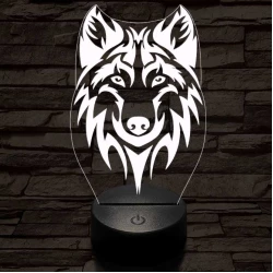 Alfa Farkas 2 7 színű 3D led lámpa