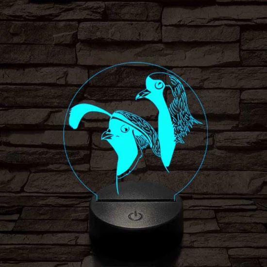 Fürj és galamb 7 színű 3D led lámpa