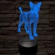 Álló cica 7 színű 3D led lámpa