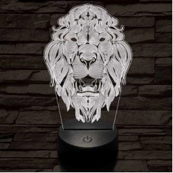 Üvöltő-oroszlánfej 3D led lámpa