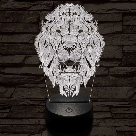 Üvöltő-oroszlánfej 3D led lámpa