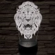 Üvöltő-oroszlánfej 3D led lámpa
