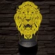 Üvöltő-oroszlánfej 3D led lámpa