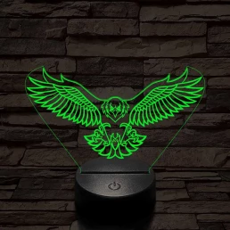 Leszálló sas szemből 7 színű 3D led lámpa