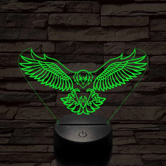 Leszálló sas szemből 7 színű 3D led lámpa
