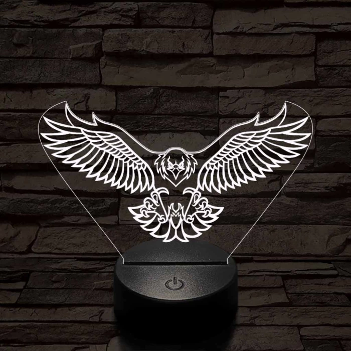 Leszálló sas szemből 7 színű 3D led lámpa