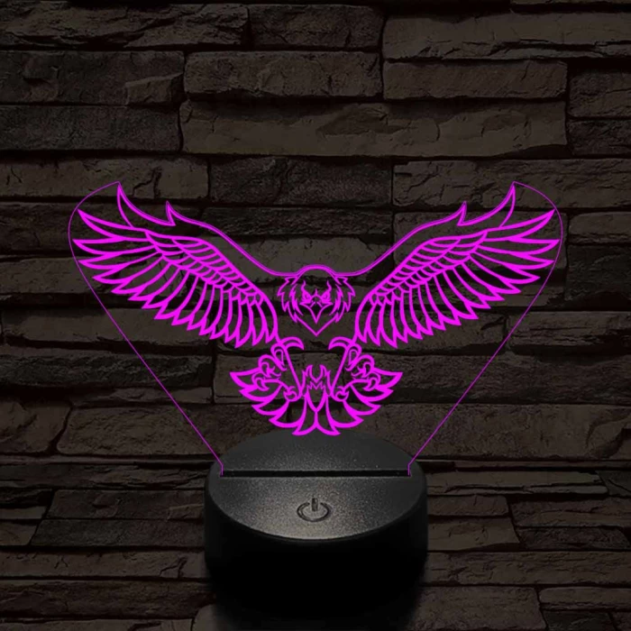 Leszálló sas szemből 7 színű 3D led lámpa