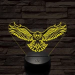 Leszálló sas szemből 7 színű 3D led lámpa