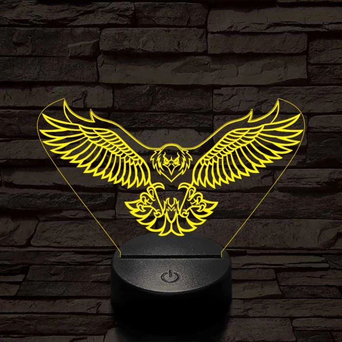 Leszálló sas szemből 7 színű 3D led lámpa
