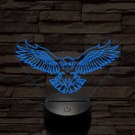 Leszálló sas szemből 7 színű 3D led lámpa