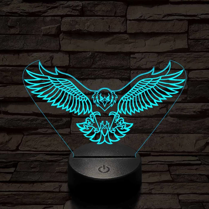 Leszálló sas szemből 7 színű 3D led lámpa