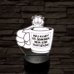 Garfield kávét követel 7 színű  3D led lámpa
