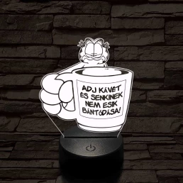 Garfield kávét követel 7 színű  3D led lámpa