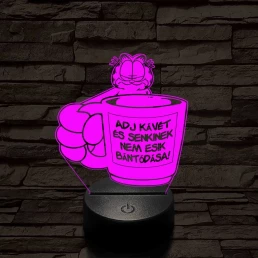 Garfield kávét követel 7 színű  3D led lámpa