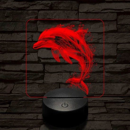 Szökkenő delfin 7 színű valósághű 3D led lámpa