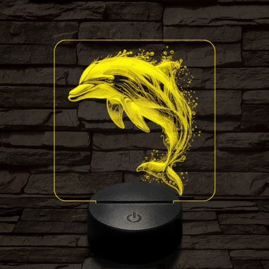 Szökkenő delfin 7 színű valósághű 3D led lámpa