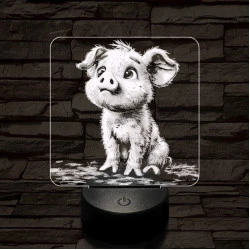Mókás kismalac 7 színű valósághű 3D led lámpa