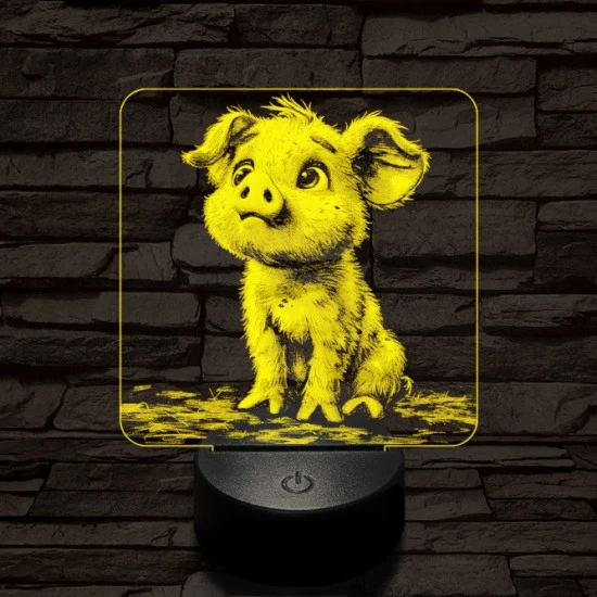 Mókás kismalac 7 színű valósághű 3D led lámpa
