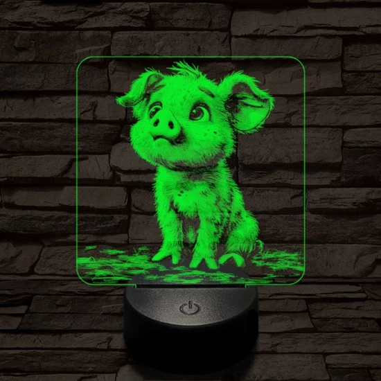 Mókás kismalac 7 színű valósághű 3D led lámpa