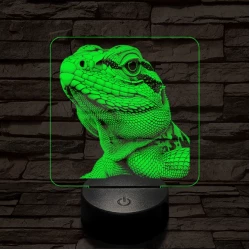 Bámészkodó gyík 7 színű valósághű 3D led lámpa