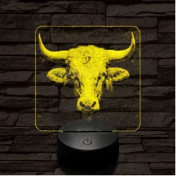 A tehéncsorda vezére 7 színű valósághű 3D led lámpa