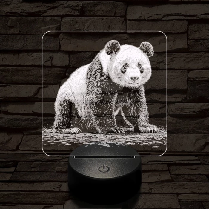 Bámészkodó panda 7 színű valósághű 3D led lámpa